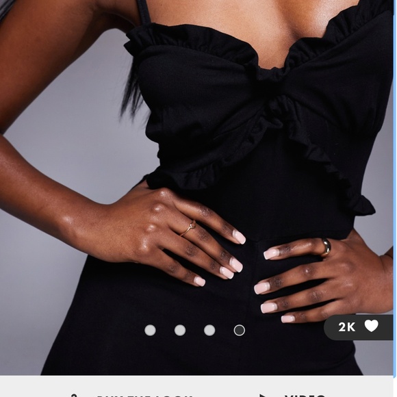 ASOS DESIGN cami strap with ruffles wide leg jumpsuit in black - Picture 4 of 5